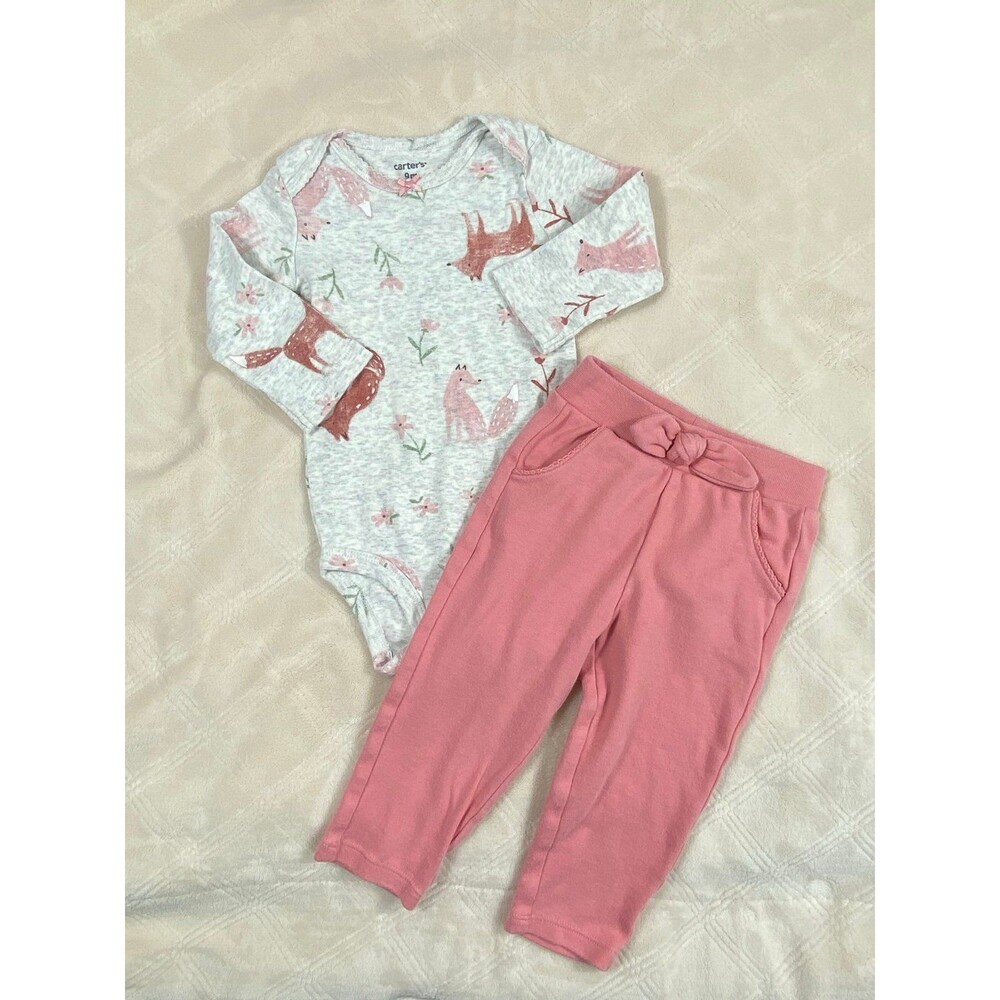 Carter’s Fox Bodysuit & Pink Leggings Baby Girl Outfit 6-9M